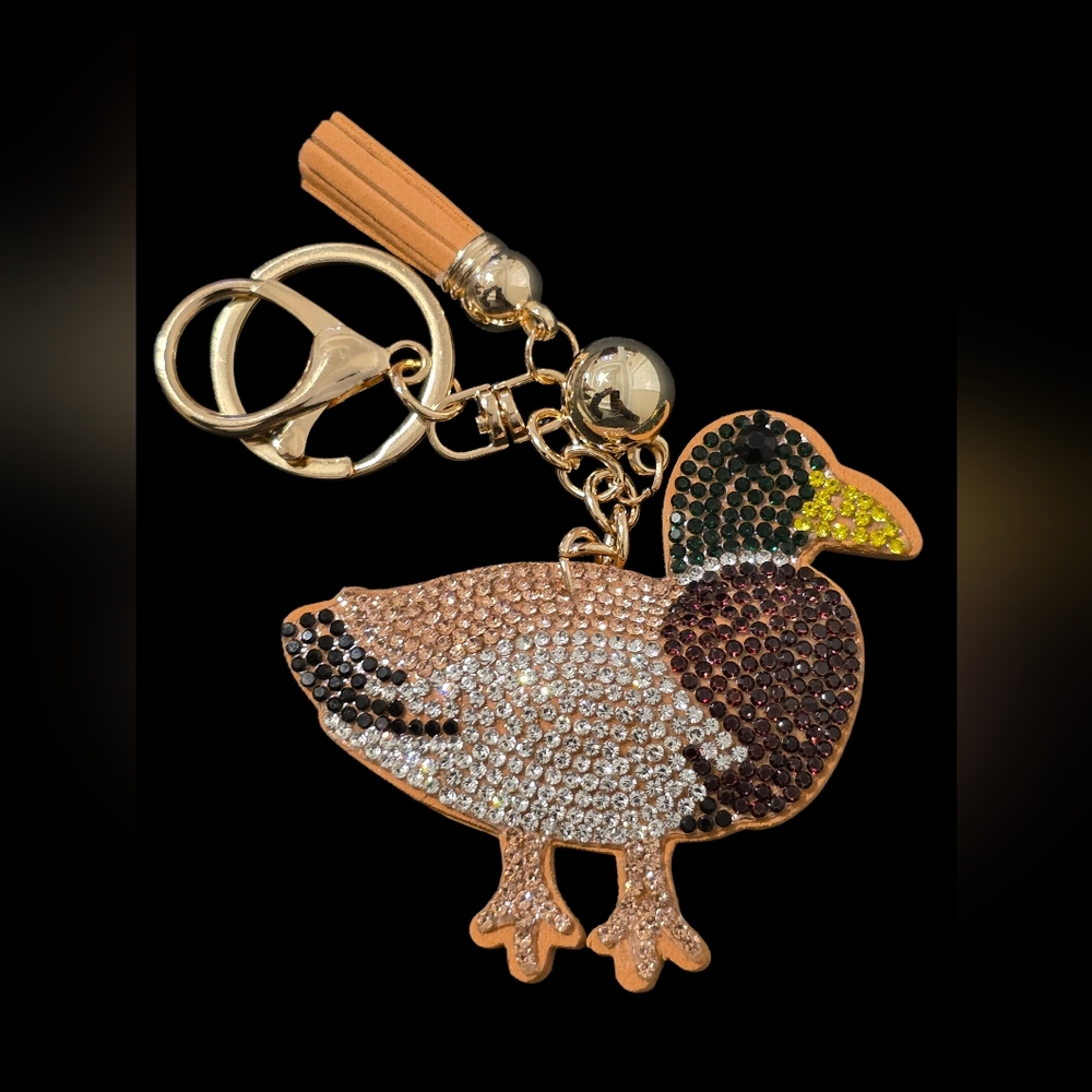 Crystal Highland Duck Bag Charm Keychain for Bird Lovers